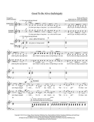 Good To Be Alive (hallelujah) (arr. James Hayden)