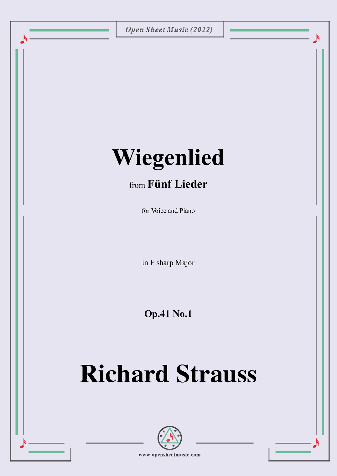 Richard Strauss-Wiegenlied,in F sharp Major,Op.41 No.1 (arr. OSM Press)