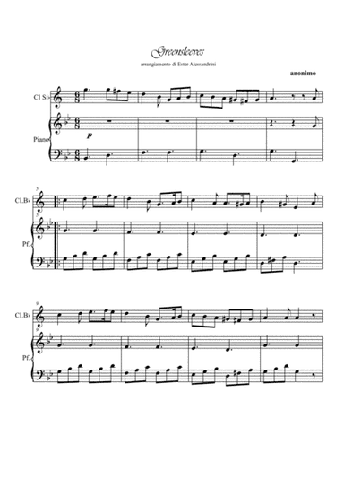 Greenleeves. Clarinet and piano (arr. Ester Alessandrini)