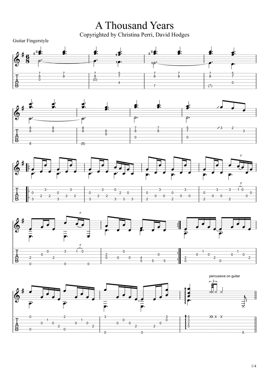 A Thousand Years (arr. Vincent Ong)