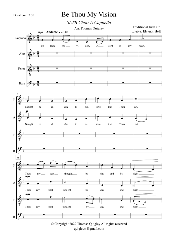 Be Thou My Vision (SATB A Cappella) (arr. Thomas Quigley)