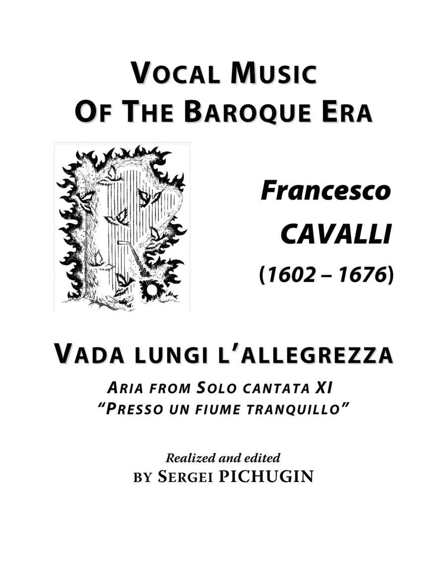 CAVALLI Francesco: Vada lungi l'allegrezza, aria from the cantata, arranged for Voice and Piano (E m (arr. Sergei PICHUGIN)