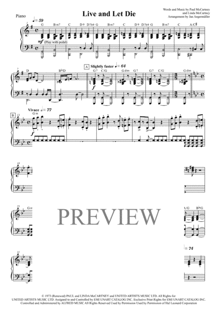 Live And Let Die (arr. Jan Angermüller)