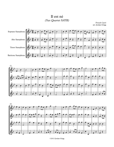 Il est né (Sax Quartet SATB) (arr. Jordan Grigg)