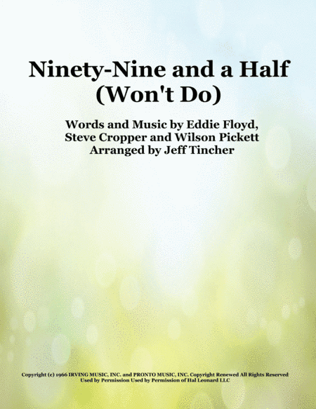Ninety-Nine And A Half (Won't Do) (arr. Jeff Tincher)