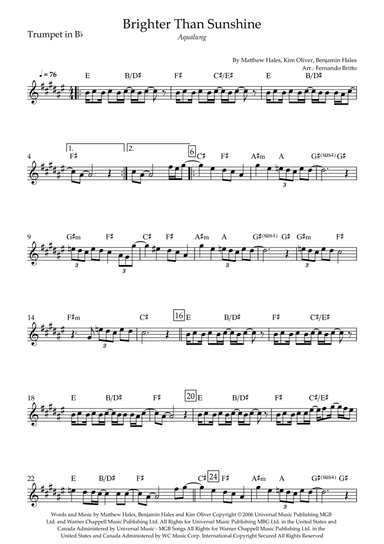 Brighter Than Sunshine (arr. Fernando Britto)