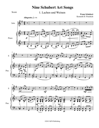 Nine Schubert Art Songs (arr. Kenneth D. Friedrich)