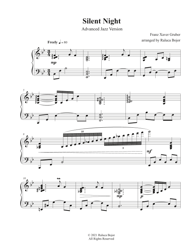 Silent Night (advanced jazz piano) (arr. Raluca Bojor)