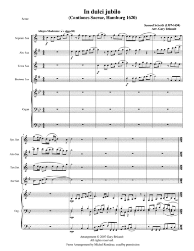 In Dulce Jubilo from cantiones sacrae, Hamburg 1620 (arr. Gary Bricault)