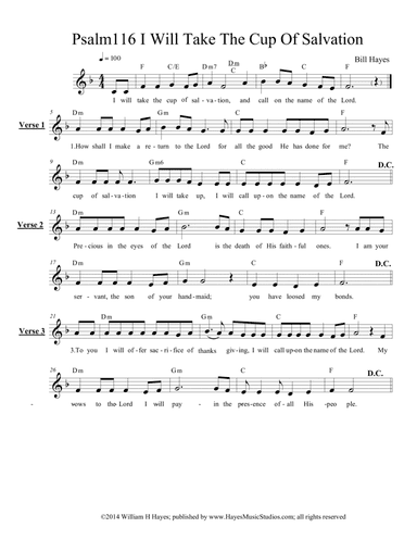 Psalm 116:  I Will Take The Cup Of Salvation - leadsheet