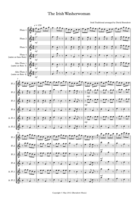 The Irish Washerwoman for Flute Quartet (arr. David Burndrett)