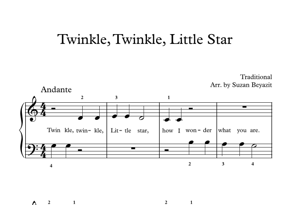 Twinkle, Twinkle Little Star (Easy Piano) (arr. Suzan Beyazit)