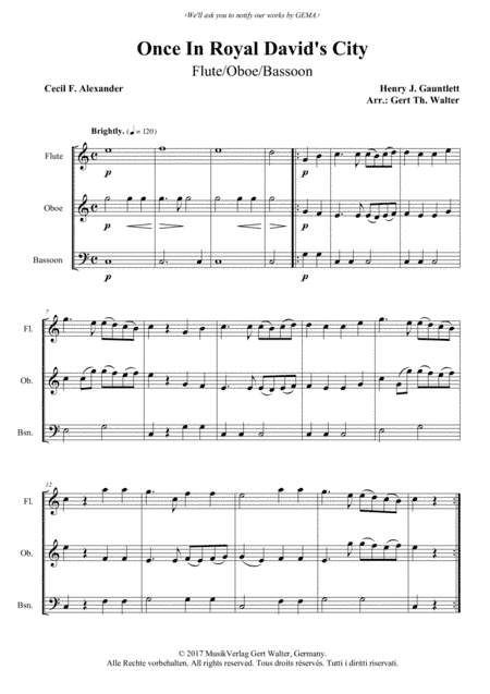 Once In Royal David's City (arr. Gert Th. Walter)