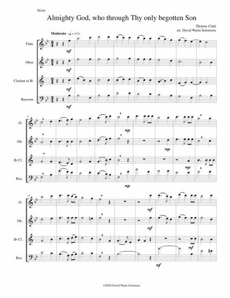 Almighty God, who through thy only begotten Son (Easter motet) for wind quartet (arr. David Warin Solomons)