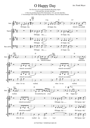 O Happy Day (arr. Frank Meyer)