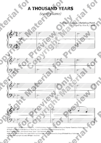 A Thousand Years (arr. Alex E.)
