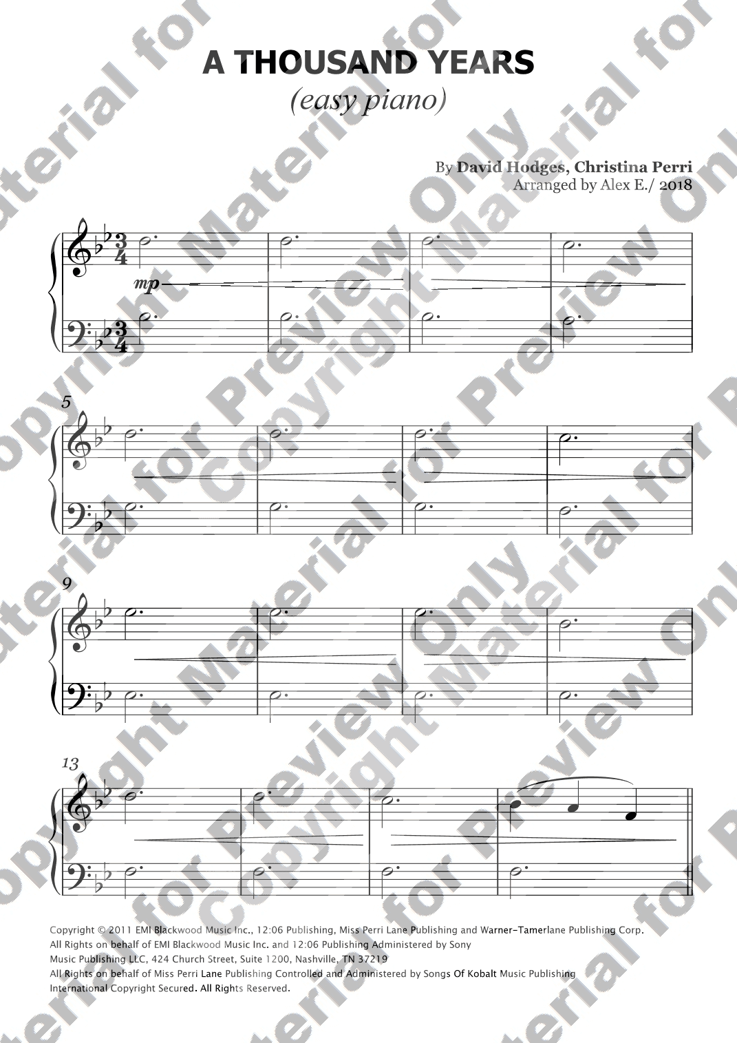A Thousand Years (arr. Alex E.)