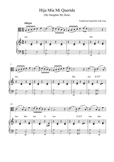 Hija Mia Mi Querida (My Daughter My Dear) (arr. Kaiserin Rebeccca)