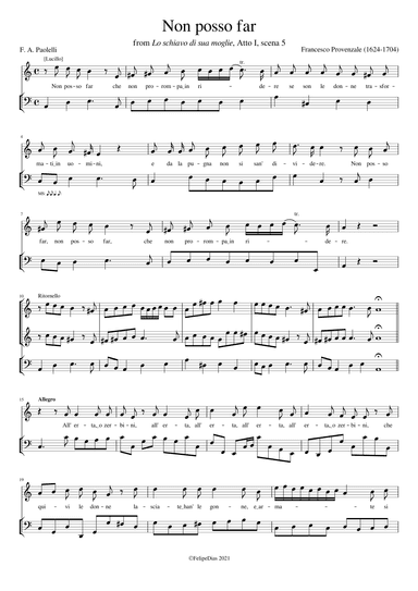 Non posso far (Lucillo's aria from Lo schiavo di sua moglie) (arr. Early Music Scores)