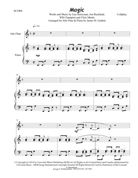 Magic (arr. James M. Guthrie, ASCAP)