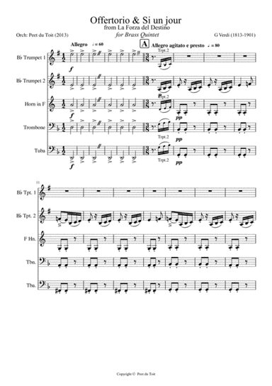 Offertorio & Si un jour from La Forza del Destino - G Verdi (Brass Quintet) (arr. Peet du Toit)
