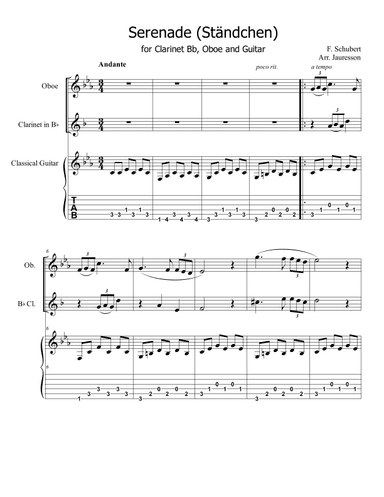 Serenade - Ständchen - ( Clarinet B and Oboe) (arr. Jauresson B Lima)