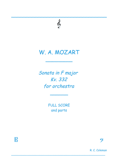 Mozart Sonata kv. 332 for Orchestra (arr. R. C. Coleman)