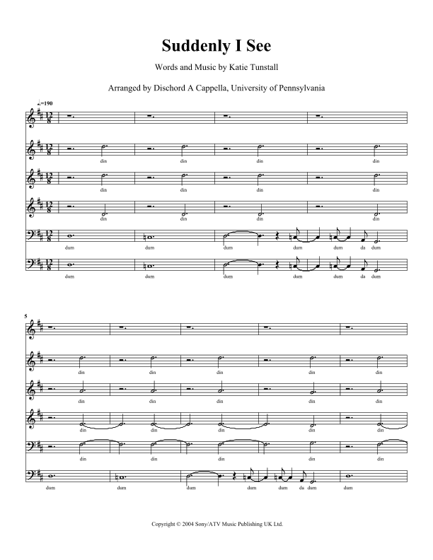 Suddenly I See (arr. Andrew Paloni)