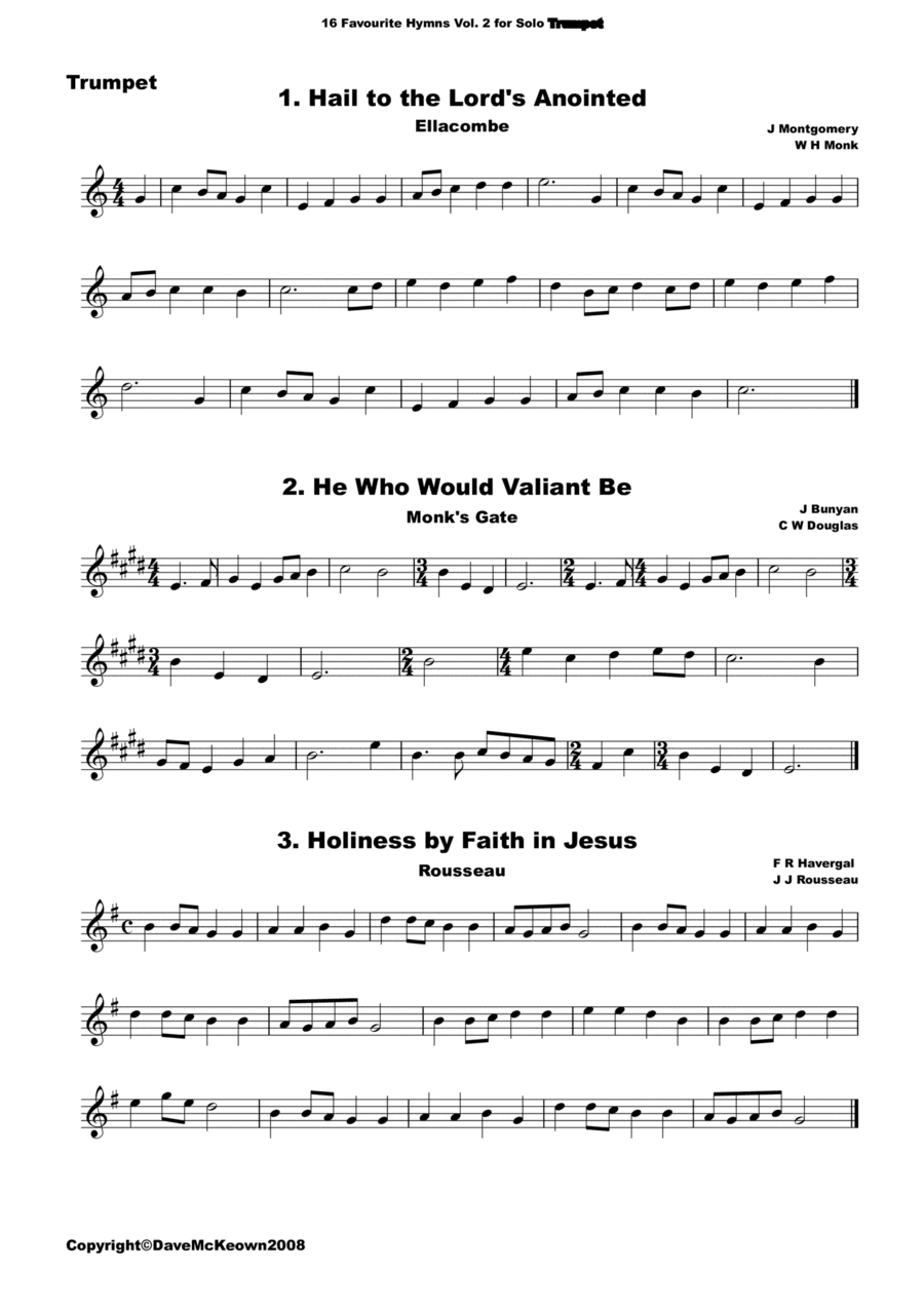 16 Favourite Hymns Vol.2 for solo Trumpet (arr. David McKeown)
