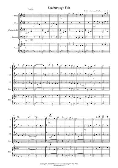 Scarborough Fair for Wind Quartet (arr. David Burndrett)