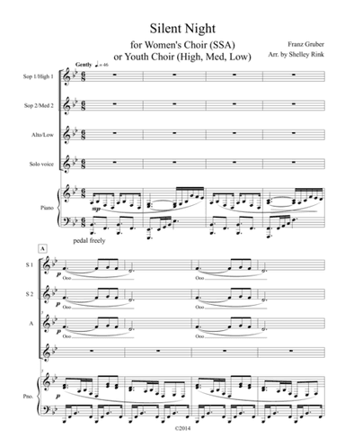 Silent Night for Women's Choir or Youth Choir (arr. Shelley Rink)
