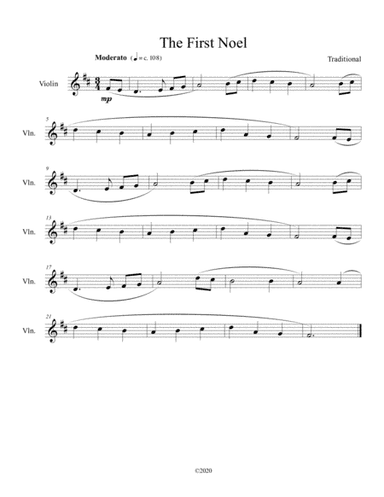 The First Noel for solo violin (arr. B C Dockery)