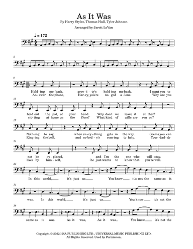 As It Was (arr. Jarett LeVan)
