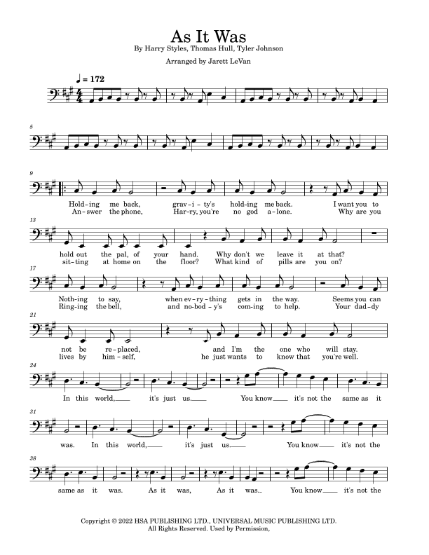 As It Was (arr. Jarett LeVan)