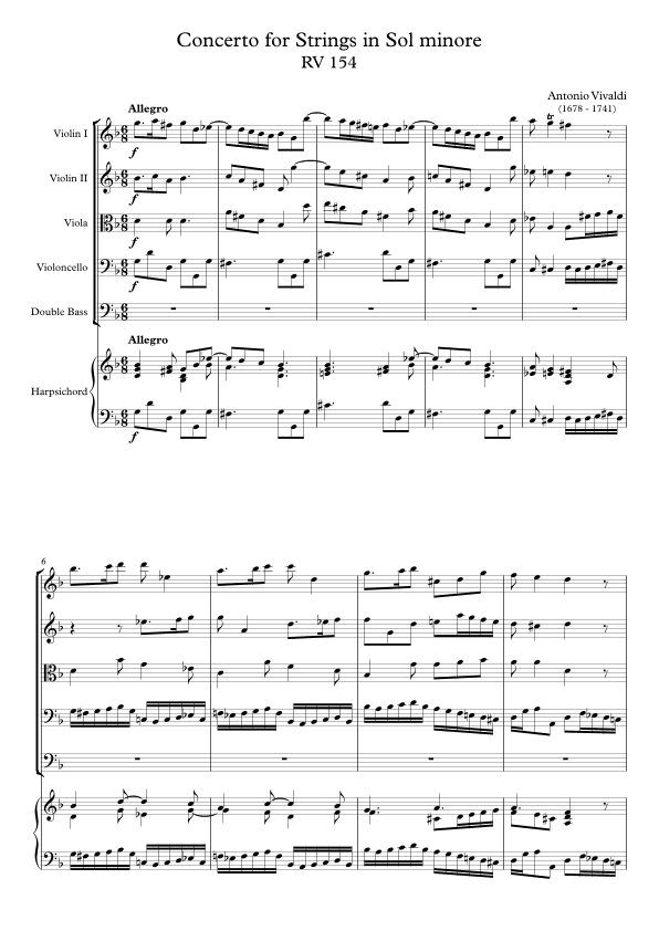 Concerto for Strings in Sol minore RV 154