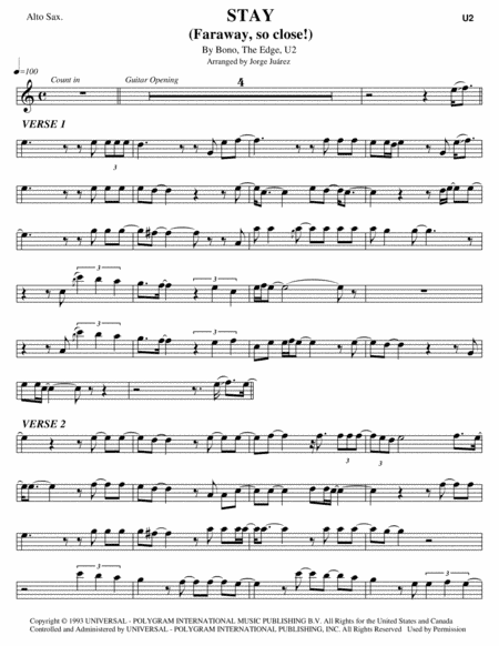 Stay (faraway, So Close!) (arr. Jorge Juárez)