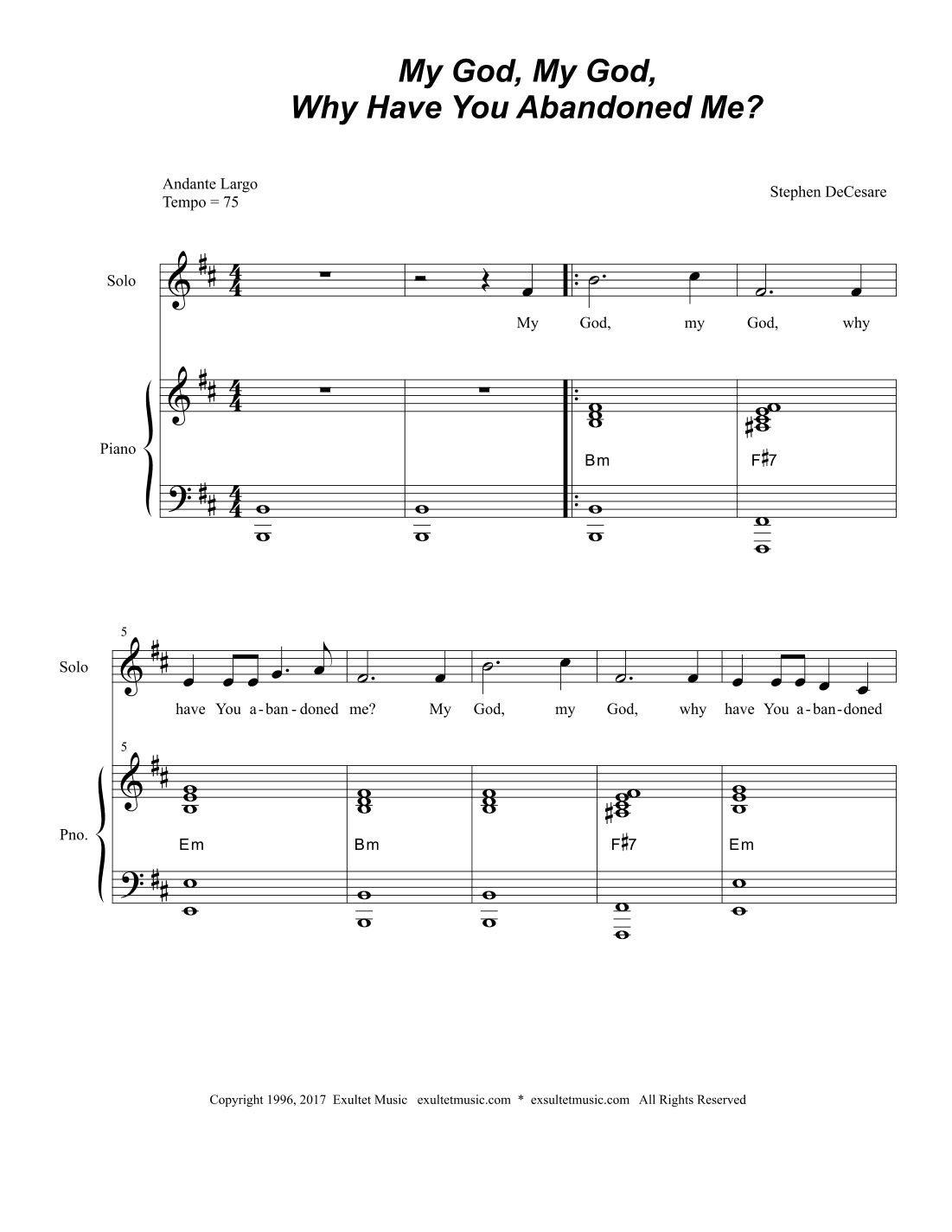 My God, My God, Why Have You Abandoned Me? (Vocal Solo - Easy Version)