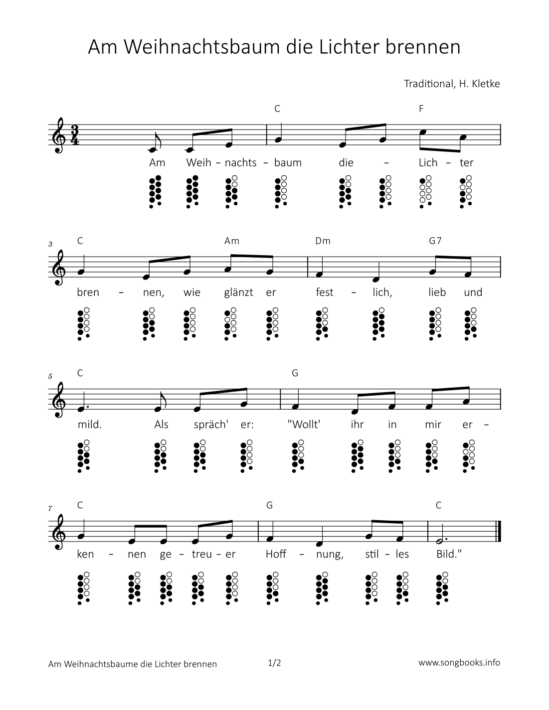 Am Weihnachtsbaum die Lichter brennen (arr. songbooks.info)