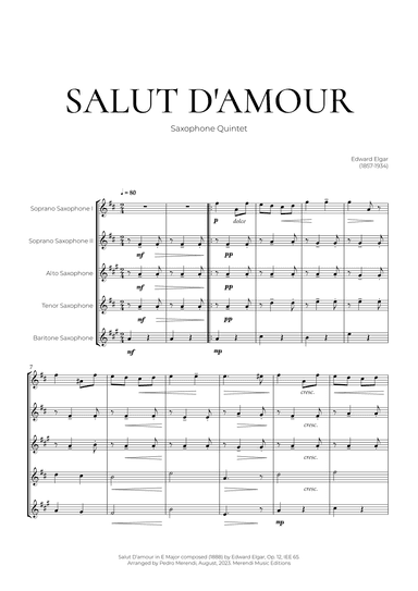 Salut D’amour (Saxophone Quintet) - Edward Elgar (arr. Pedro Merendi)
