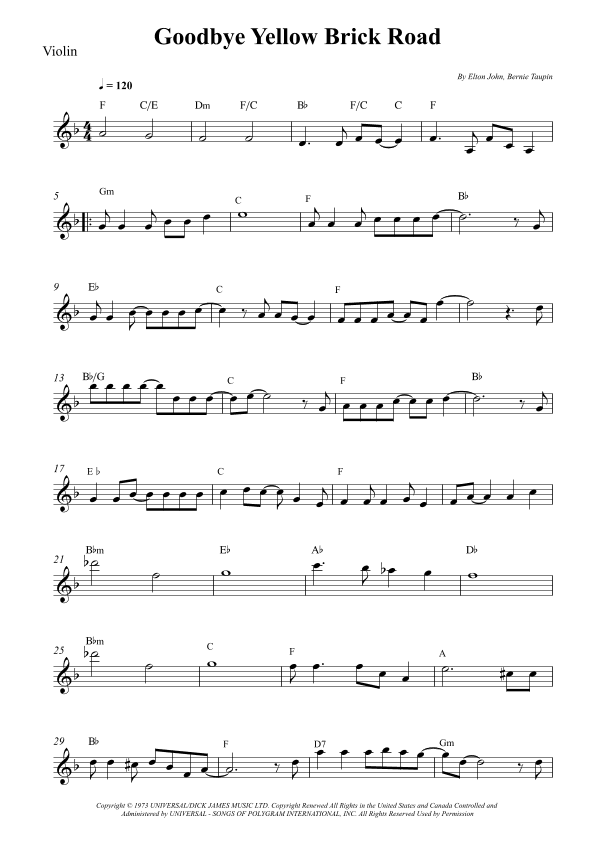 Goodbye Yellow Brick Road (arr. Wesley S. SIlva)