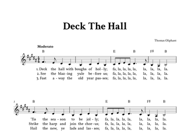 Deck The Hall - Lead Sheet (B Major - Easy Traditional) (arr. Yuri Noronha)