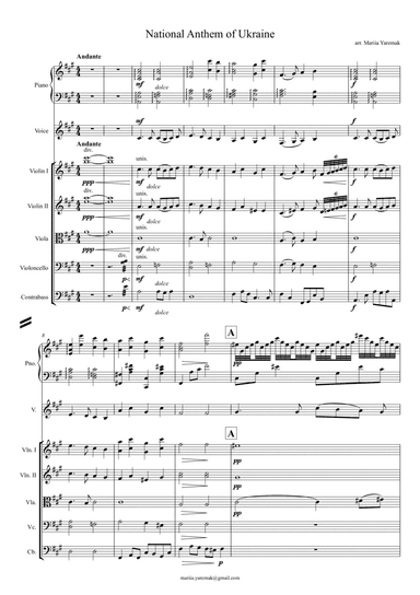 National Anthem of Ukraine - chamber orchestra, piano, voice (arr. Mariia Yaremak)