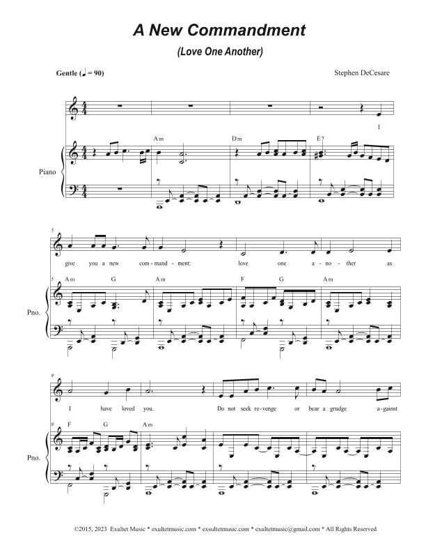 A New Commandment (Love One Another) (Unison choir - Medium Key)
