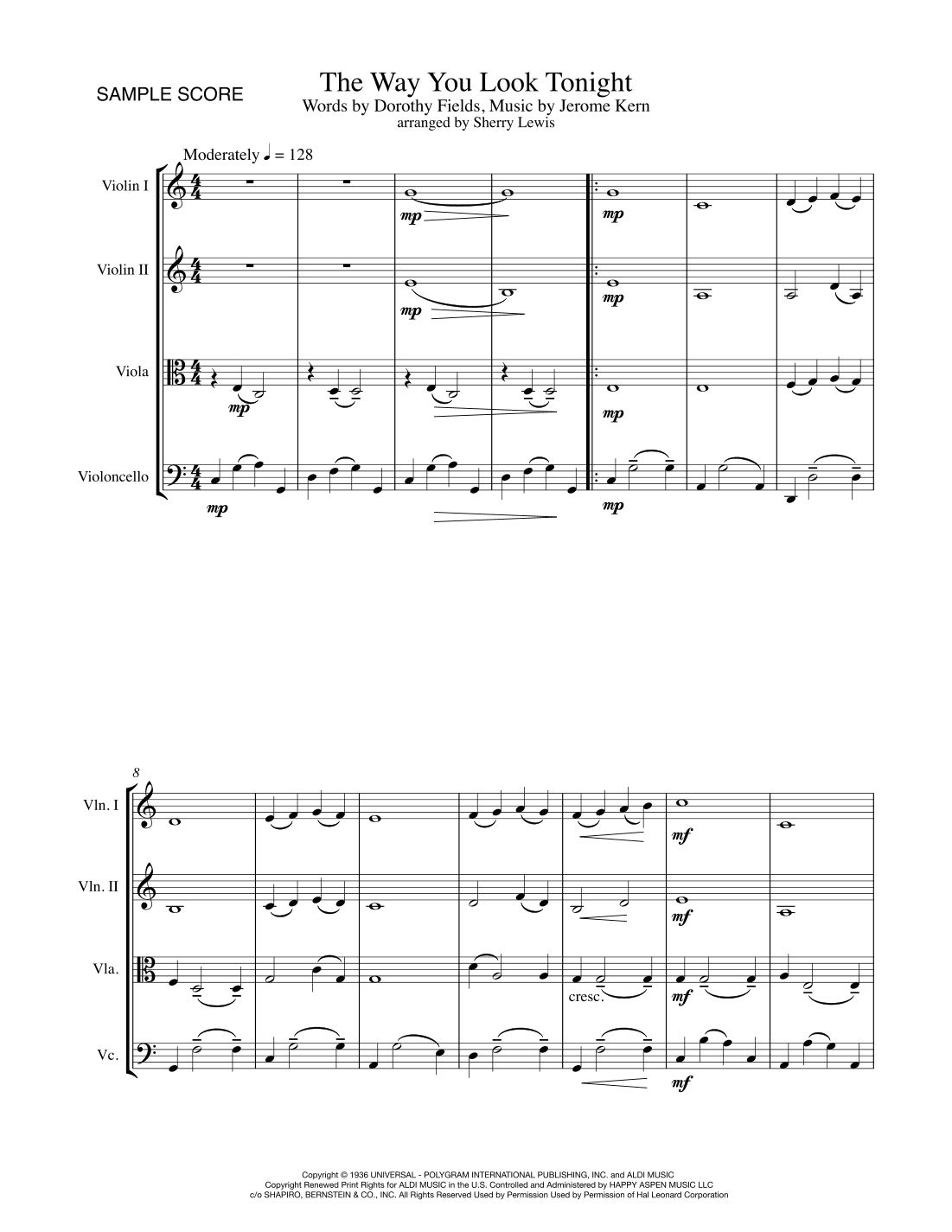 The Way You Look Tonight (arr. Sherry Lewis Publishing)