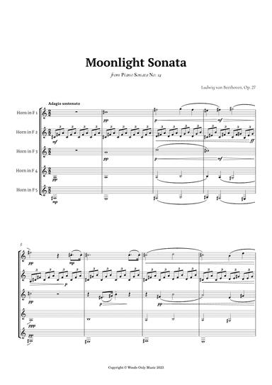 Moonlight Sonata by Beethoven for French Horn Quintet (arr. Ander)