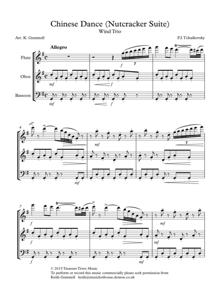 Chinese Dance (Nutcracker Suite): Wind Trio (arr. Keith Gemmell)