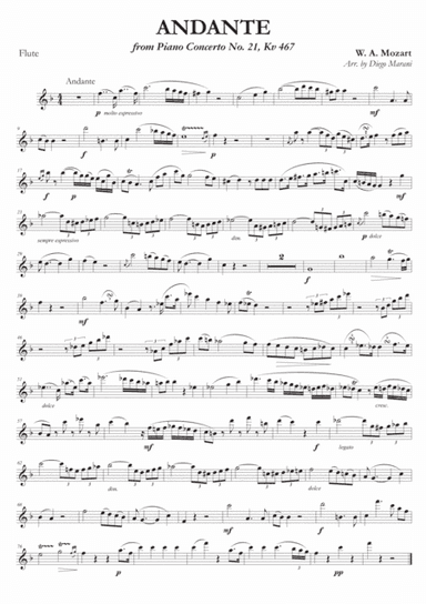 Andante from Concerto No. 21 for Flute and Piano (arr. Diego Marani)