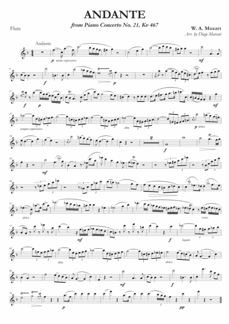 Andante from Concerto No. 21 for Flute and Piano (arr. Diego Marani)
