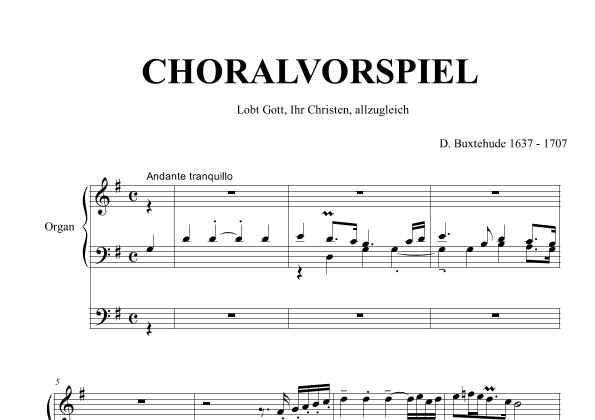 BUXTEHUDE - Lobt Gott, ihr Christen, allzugleich - BuxWv 202 - For Organ 3 staff (arr. Renato Tagliabue)