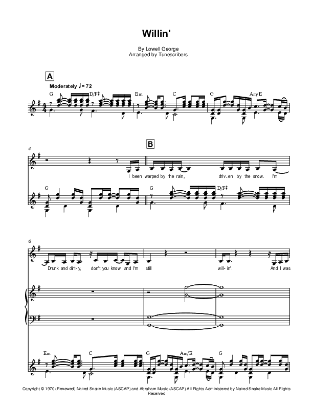 Willin' (arr. Tunescribers)